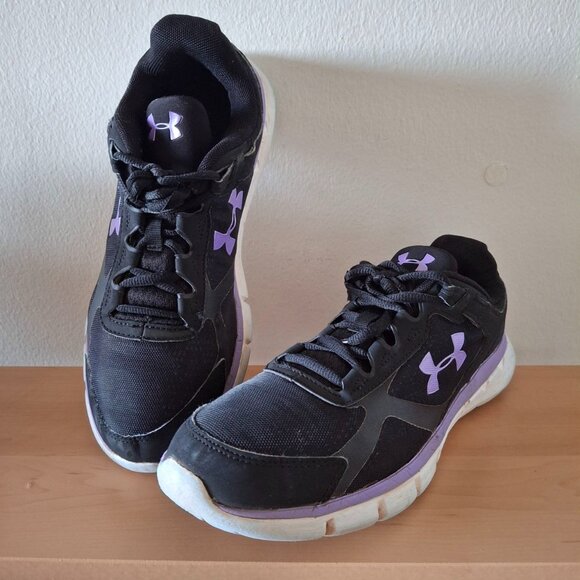 Under Armour Women's Micro G Velocity - Black & Purple Running Sneakers - Size 9 - Picture 1 of 6